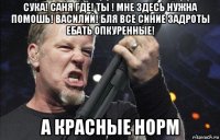 сука! саня где! ты ! мне здесь нужна помошь! василий! бля все синие задроты ебать опкуренные! а красные норм