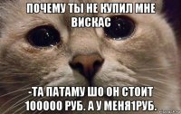 почему ты не купил мне вискас -та патаму шо он стоит 100000 руб. а у меня1руб.