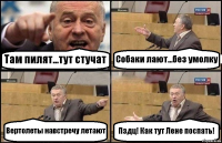 Там пилят...тут стучат Собаки лают...без умолку Вертолеты навстречу летают Пздц! Как тут Лене поспать!