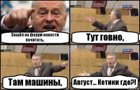 Зашёл на форум новости почитать, Тут говно, Там машины, Август... Котики где?!