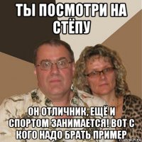 ты посмотри на стёпу он отличник, ещё и спортом занимается! вот с кого надо брать пример