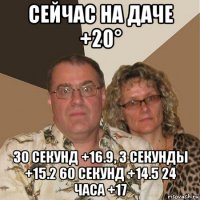 сейчас на даче +20° 30 секунд +16.9, 3 секунды +15.2 60 секунд +14.5 24 часа +17