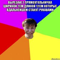 вырезаю 2 прямоугольничка шириной 2см длиной 12см которые вдальнейшем станут рукавами 