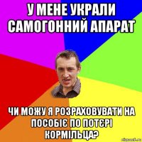 у мене украли самогонний апарат чи можу я розраховувати на пособіє по потєрі кормільца?