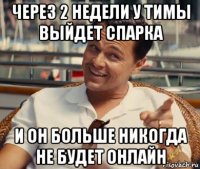 через 2 недели у тимы выйдет спарка и он больше никогда не будет онлайн