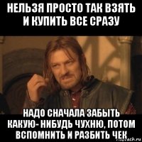 нельзя просто так взять и купить все сразу надо сначала забыть какую- нибудь чухню, потом вспомнить и разбить чек