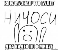 когда узнал что будет два видео по 8 минут