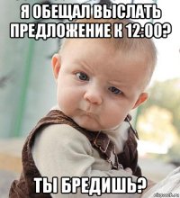 я обещал выслать предложение к 12:00? ты бредишь?