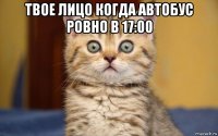 твое лицо когда автобус ровно в 17:00 