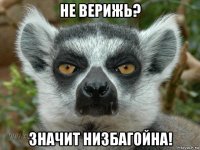 не верижь? значит низбагойна!