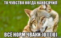 то чувство когда накосячил всё норм чваки:)0))))0)