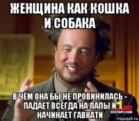 женщина как кошка и собака в чём она бы не провинилась - падает всегда на лапы и начинает гавкати