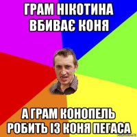 грам нікотина вбиває коня а грам конопель робить із коня пегаса