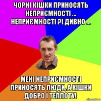 чорні кішки пpиносять неприємності ... неприємності ?! дивно ... мені неприємності пpиносять люди, a кішки добро і теплoту!