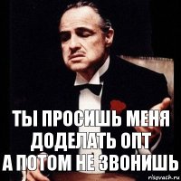 ты просишь меня доделать опт
а потом не звонишь