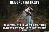 не бойся на гидре имморталы тебя не будут пинать, у тебя будет мощная защита и новый сильный клан