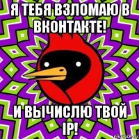 я тебя взломаю в вконтакте! и вычислю твой ip!