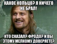 какое кольцо? я ничего не брал! кто сказал? фродо? и вы этому мелкому доверяете?