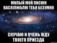 милый мой писюн вася)люблю тебя безумно скучаю и очень жду твоего приезда