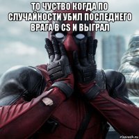 то чуство когда по случайности убил последнего врага в cs и выграл 