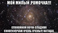 мой милый ,ромочка!!! спокойной ночи-сладких снов!!скучаю очень-очень!!! наташа.