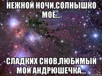 нежной ночи,солнышко моё... сладких снов,любимый мой андрюшечка...