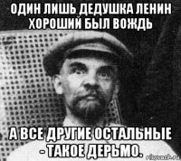 один лишь дедушка ленин хороший был вождь а все другие остальные - такое дерьмо.