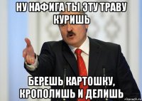 ну нафига ты эту траву куришь берешь картошку, крополишь и делишь