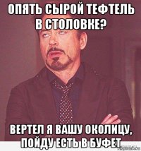 опять сырой тефтель в столовке? вертел я вашу околицу, пойду есть в буфет