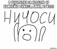 в шкатулке за неделю 27 камней(2 оникса, амик, брилл) 