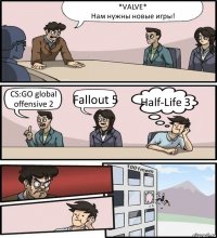 *VALVE*
Нам нужны новые игры! CS:GO global offensive 2 Fallout 5 Half-Life 3