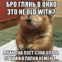 бро глянь в окно это не old with? а как она поет-сука опять от кайфа лапки немеют...