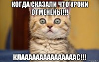 когда сказали что уроки отменены!!! клааааааааааааааас!!!