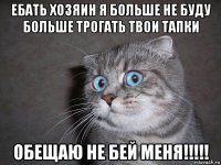 ебать хозяин я больше не буду больше трогать твои тапки обещаю не бей меня!!!!!