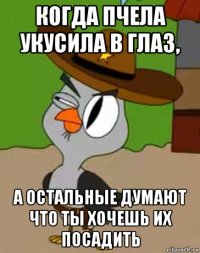 когда пчела укусила в глаз, а остальные думают что ты хочешь их посадить