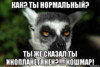 как? ты нормальный? ты же сказал ты инопланетянен?!!! кошмар!