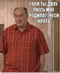 галя,ты двух люсь мне родила!!!неси жрать