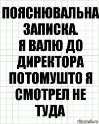 Пояснювальна записка.
Я валю до директора потомушто я смотрел не туда