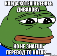 когда хотел въебать дивакову, но не знаешь перевод:to break.....