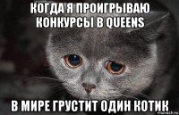 когда я проигрываю конкурсы в queens в мире грустит один котик