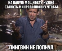 на какую мощность нужно ставить микроволновку чтобы пингвин не лопнул