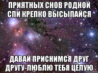 приятных снов родной спи крепко высыпайся давай приснимся друг другу-люблю тебя целую