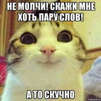 не молчи! скажи мне хоть пару слов! а то скучно