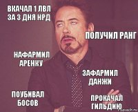 вкачал 1 лвл за 3 дня нрд  нафармил аренку поубивал босов зафармил данжи   прокачал гильдию  получил ранг