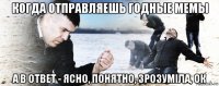 когда отправляешь годные мемы а в ответ - ясно, понятно, зрозуміла, ок