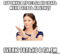 огромная просьба не звать меня гулять на улицу гуляю только в пх ,тм