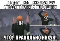 когда у школьника кунгфу спросили какие у него оценки что? правильно нихуя!