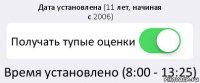 Дата установлена (11 лет, начиная
с 2006) Получать тупые оценки Время установлено (8:00 - 13:25)