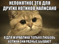 непонятное это для других котиков написано а для журавлика только любовь котики они разные бывают