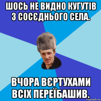 шось не видно кугутів з сосєднього села. вчора вєртухами всіх переїбашив.